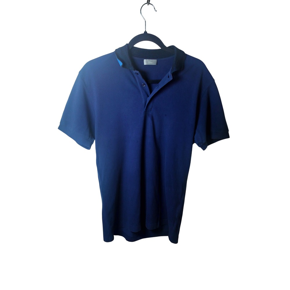 Dior Homme Mens Navy Blue Pique Cotton Short Sleeve Polo Shirt 533J814A0373 L